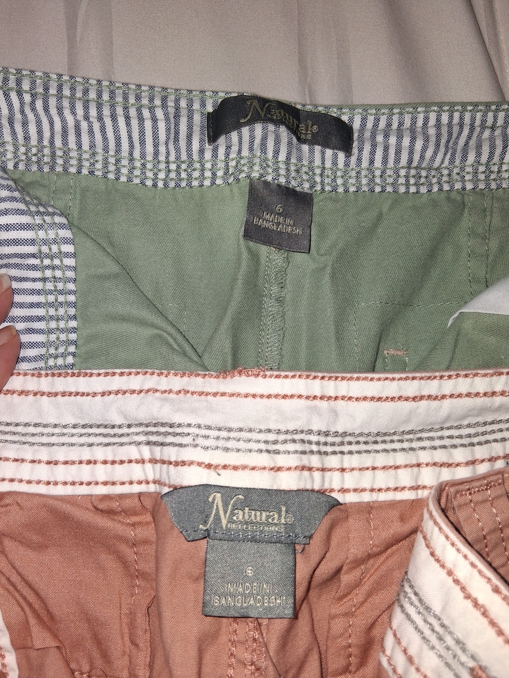 Natural Reflections Women's Shorts - Olive Green and Rust